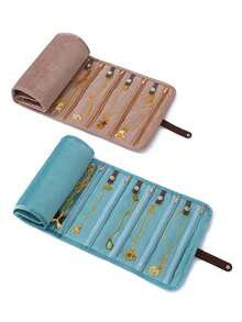 1pc Elephant Shaped Jewelry Storage Box, Gold-Tone Necklace Jewelry Box, Portable Travel Jewelry Roll, Matching Transparent Jewelry Roll - Multicolor - View 12