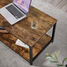 Industrial Coffee Table, Large Side Table With Metal Leg And Storage Shelf, 100x50x45cm - Rustic Brown - View 6