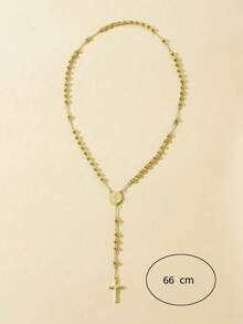 1條6mm不鏽鋼金色珠項鍊,帶有簡單的吊墜,適用於歐美時尚 - 銀色 - 查看 2