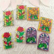 10pcs Rustic Style Black Theme Acrylic Arch Flower Pattern Pendants - 10 - View 2
