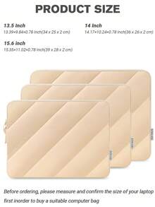 SENLASI Puffy Protective Laptop Sleeve 13.5 14 15.6 Inch,Laptop Bag Compatible With Macbook Air 13 15 M1 M2 2012-2023, Pro 13 14 15 2010-2022,14-16 Chromebook Surface Notebook,Soft Fluffy Inner Lining, Laptop Case, Beige - View 3