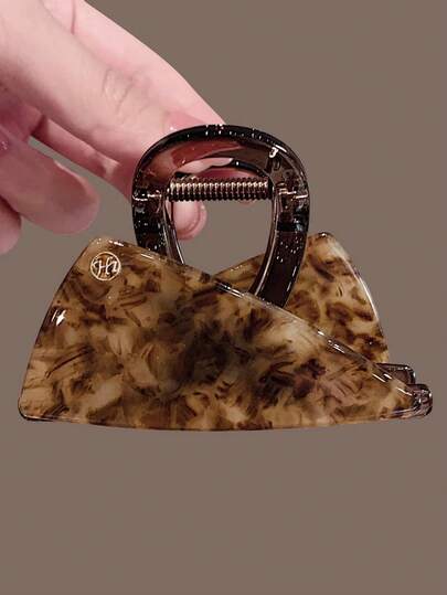 1pc Korean Style Leopard Print Acetate Hair Claw Clip, New Design For Women With Thin Hair, Hair Claw For Updo