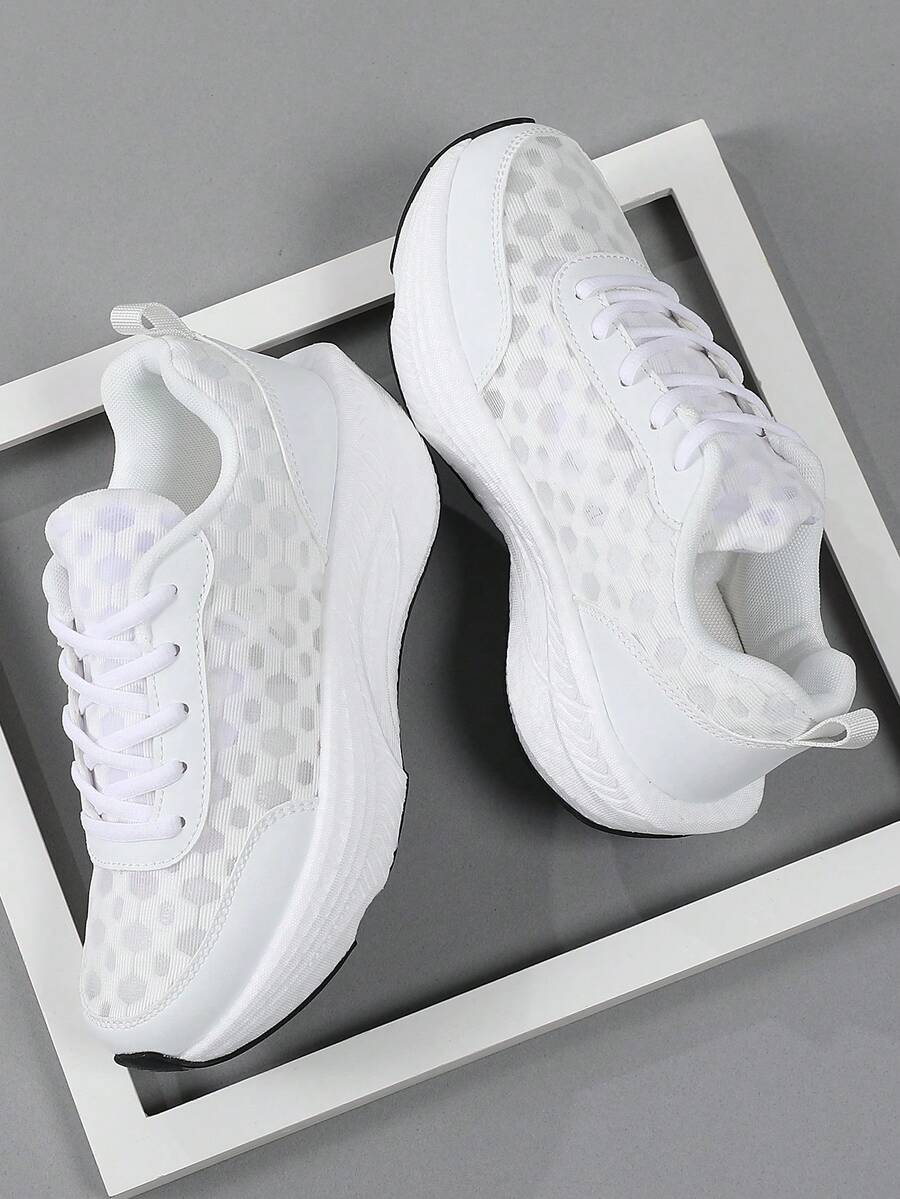 2026新款男士运动鞋,健身网球鞋,网面时尚运动鞋,轻便运动健身跑步休闲鞋,舒适运动鞋,白色,采用高弹EVA鞋底和耐磨TPR橡胶外底 - 白色 - 查看 1