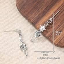 1 Pair Fashionable Retro Earrings, Radiating The Innocence Of Childhood And The Charm Of Fairy Tales. The Overall Appearance Is Like A "Star And Moon Fairy" Walking Out Of A Children's Picture Book, Perfectly Matching Fairy Tale Outfits - Antique Silver - View 6