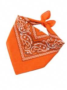 1 pieza Diadema multifuncional para ciclismo al aire libre de estilo europeo y americano, pañuelo con estampado de flor de anacardo para mujeres - Naranja - Ver 1