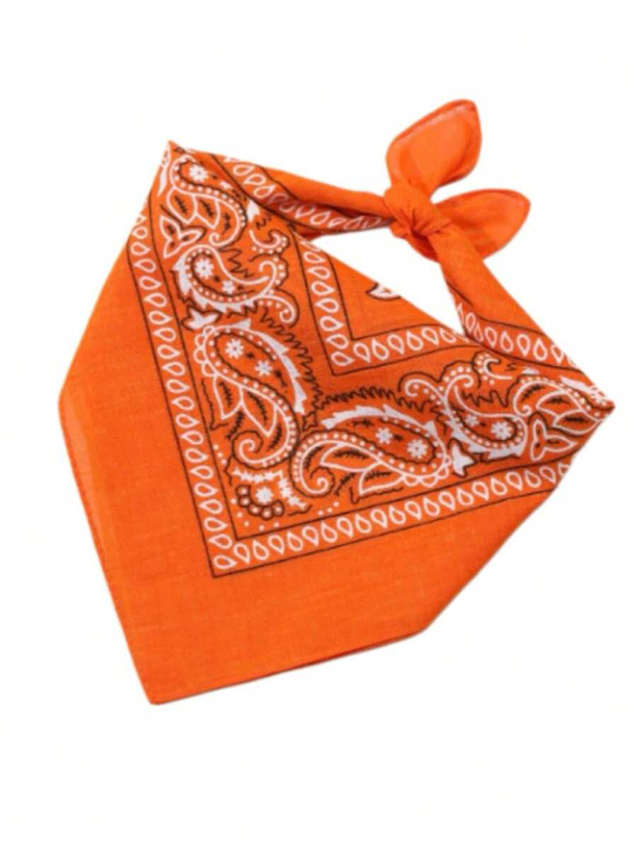 1 pieza Diadema multifuncional para ciclismo al aire libre de estilo europeo y americano, pañuelo con estampado de flor de anacardo para mujeres - Naranja - Ver 1