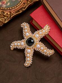 Broche de lujo con diseño exagerado de estrella de mar vintage en 3D, con una artesanía delicada que muestra una elegancia retro, adecuado para eventos formales, bodas y uso diario para capturar fácilmente un ambiente vintage elegante. - Multicolor - Ver 2