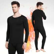 Winter Thermal Base Skin Tights Set (Footless) - Preto-Masculino - Ver 2
