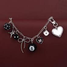 1pc Detachable Pant Chain With Dice & Heart Charm, Adjustable Streetwear Jeans Accessory Gift - Multicolor - View 8