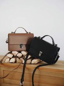 Unisex British Style Mini Messenger Bag, Box-Shaped Shoulder Bag, Handbag, Casual Commuter One Shoulder Crossbody Bag, Rectangular, Suitable For Back To School, Vacation, Father's Day Gift, Valentine's Day Gift - Multicolor - View 9