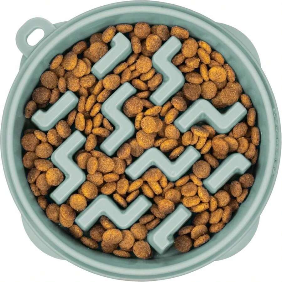 Outward Hound Medium Slow Feeder Bowl, Puzzle Maze For Fast Eaters, Small To Medium Dogs, Helps Prevent Bloat &Amp; Aid Digestion, Holds 2 Cups Wet Or Dry Food, Non-Slip, Made Without BPA, Sage - ColorA - 查看 1