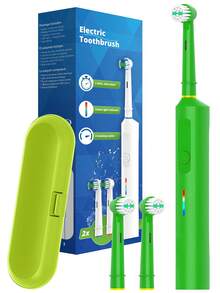 Smart Electric Toothbrush, 3 Cleaning Modes USB Charging Rechargeable Electric Powered Toothbrushes With 2-Minute Timer, Travel Case And 2 Brush Heads, Compatible With OralB Electric Toothbrush Replacement Brush Head - Multicolor - View 16