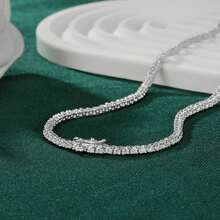 MDFUN Dây chuyền tennis 2mm dành cho nữ/nam - Mạ vàng trắng 18K, kiểu dáng 4 chấu đính đá Cubic Zirconia tròn, dây chuyền tennis kim cương cổ điển, kích thước dây chuyền nữ 16-22 inch. - trắng - Xem 6