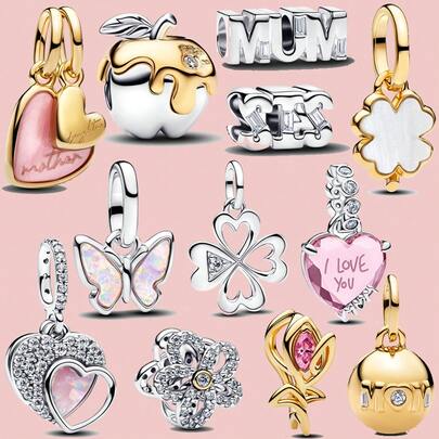 1 Colgante de trébol de manzana de amor plateado con color de la suerte, apto para pulsera y collar DIY, regalo