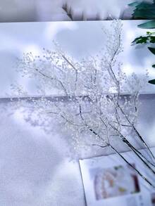 1pc Exquisite Crystal-Like Floral Branch, Handmade Beaded Artificial Flower, Creative Flower Arrangement, Suitable For Mother's Day Gift, Vase Filler, Holiday Party, Home Decor - Silver - View 8