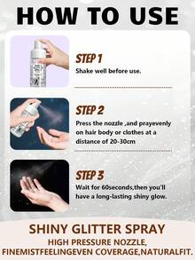 HJPHJP 银色闪亮亮片喷雾，身体亮片喷雾，头发亮片喷雾，植物成分，24小时柔和椰香，速干，闪耀肌肤，闪亮亮片香氛喷雾 - 音乐节/婚礼妆容的完美之选，馈赠佳品，100毫升 - 椰子 - 查看 7