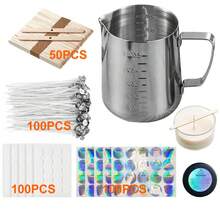 Candle Making Kit Supplies, DIY Candles Craft Tools,1pc Candle Make Pouring Pot,100pcs Candle Wicks, 100pcs Candle Wicks Sticker And 50pcs 1-Hole Candle Wicks Holder 100 Candle Warning Stickers - 600ml Set - View 1