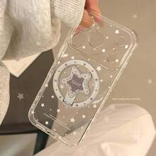 GUCADI Transparent Magnetic White Star + Gray-White Star Magnetic Stand Suitable For IPhone 17 Phone Case, 17 Pro Max Magnetic Stand, 15 Transparent Personalized Soft Case, Creative, Geometric, Minimalist Style, Niche, Ins Style - Clear - View 2