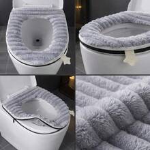 Toilet Seat Cover, Warm Toilet Cushion Suitable For All Seasons, Soft And Thick Bathroom Fabric, Washable And Comfortable, Reusable With Zipper Design - Multicolor - View 12