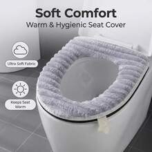 Toilet Seat Cover, Warm Toilet Cushion Suitable For All Seasons, Soft And Thick Bathroom Fabric, Washable And Comfortable, Reusable With Zipper Design - Multicolor - View 3