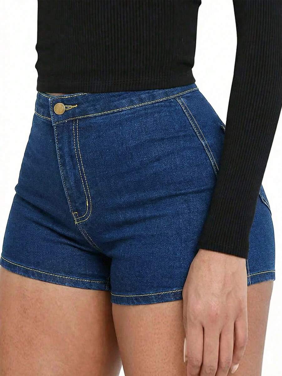 Women's Sexy Stretchy Denim Mini Shorts Casual Summer - Dark Wash - View 1