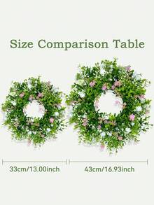 18 Inch Colorful Artificial Flower Wreath, Suitable For Wall, Window, Door Decor, Wedding Decoration, 45cm Seasonal Wreath - Dark Green - View 4