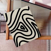 1 件装米黑色波浪线艺术保护套，带笔槽，多角度磁吸支架，支持自动休眠/唤醒功能，可爱平板电脑保护套，兼容 iPad Pro/Air、三星 Galaxy A9/S9/S7/S10+、小米 Pad 5/6/7。 - 彩色 - 查看 3