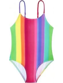 Girls Bathing Suit Size 2-10 Years - Cute Toddler Swimsuit Girl Adjustable One Piece Swimwear For Summer Beach Wear - 彩虹 - 查看 11