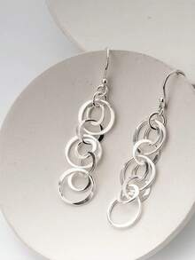 Pendientes con colgante geométrico hueco y minimalista, regalo de joyería personalizada para mujeres - Dorado - Ver 3