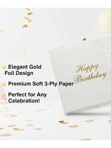 20pcs/Pack. Birthday Napkins. "Happy Birthday" Gold Foil Printed Napkins. 3-Ply Thick Absorbent Paper. Tablecloths. Coasters. Birthday Party Decorations. Disposable Tableware Suitable For Home, Restaurant And Kitchen. Holiday Party Decorations. - Multicolor - View 9