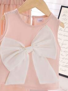 2pcs Young Girl Elegant Fresh Sweet Pink Camisole + Pants Set, Spring/Summer Vacation - Pink - View 5