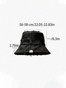 1pc Women's Bucket Hat, Fringed Plaid Pattern, Sun Protection, Letter Embroidery, Flattering Bucket Hat, Spring/Summer/Autumn - Multicolor - View 2