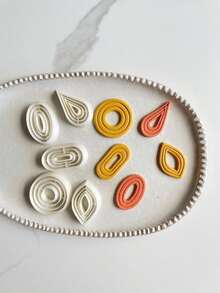 Minimalist Teardrop Clay Cutter Set, 1/5Pcs Layered Polymer Clay Cutters, DIY Craft Tools For Modern Clay Jewelry Making - White - View 2