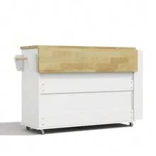 Isla de cocina móvil con superficie de trabajo plegable, carrito de cocina, 5 ruedas, múltiples soluciones de almacenamiento, especiero, cajón para cubiertos, 120 x 45 (70) x 90 cm - Blanco - Ver 10
