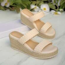 Wedges Heels Platform Sandals Womens Wedge Sandals Open Toe Comfortable Espadrilles Summer Outdoor Beach Travel Walking Shoes - 米色 - 查看 3