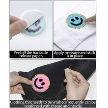 [4/9/15pcs Joyful Face Embroidered Patches] Joyful Face Chenille Embroidered Patches, Self-Adhesive Appliques For DIY Clothing And Accessories - Multicolor - View 8