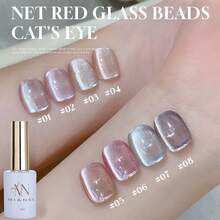 12毫升/瓶 玻璃珠丝丝千秋裸色猫眼指甲油，灰色指甲油，粉色指甲油，2026夏季流行新款美白透明高端瓷白月光磁性猫眼凝胶指甲油，美甲用品 - 彩色 - 查看 3