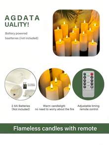 4/8pcs Battery Operated LED Candles, Flameless, With Remote Control, Suitable For Home, Halloween, Christmas, Party, Wedding, Dining Table - White - View 7