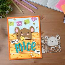 Creative Mouse And Cake Dies, DIY Scrapbooking Album And Embossing Stencil, Greeting Card Making Tool, Card Paper Cutting Crafts ,Gift Card Making Template Die Cuts. - Silver - View 3