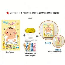 Where's My Pacifier Baby Shower Game, Baby Shower Party Game Kit With Poster, Blindfold And Pacifier Stickers For Baby Shower Party Activities - Multicolor - View 3
