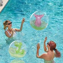 1pc Inflatable Dinosaur Ball, PVC Approx. 11 Inches Mermaid Tail Cartoon Beach Ball, Best Choice For Pool Fun, Beach Party - Multicolor - View 4