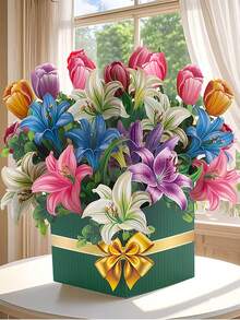 1 Set Handmade 3D Mother's Day Card - 1 "Happy Mother's Day" Card With Lily Flower Pattern, Includes Envelope And Blank Note Card. Ideal DIY Gift For Mother's Day, Birthday, Anniversary, Holiday Greetings And Other Special Occasions. - One Size Fits All - View 5