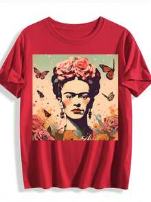 Frida Khalo Shirt, Mexican Women T-Shirt, Christmas Gift For Her, Mexican Pride Shirt, Camiseta Mexicana, Regalo Para Mujer, Frida Khalo - 玫紅色 - 查看 11