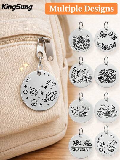 Kingsung 激光雕刻不锈钢包包挂饰，向日葵雕刻钥匙扣，可爱钥匙链吊坠，背包挂饰，装饰行李配件，励志花卉钥匙圈，可用于钥匙、包包和礼品