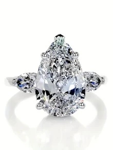 1枚时尚、优雅、奢华、百搭、魅力四射的镶钻水滴形女士戒指，适合作为生日、节日、特殊场合、母亲节、订婚礼物。 - 彩色 - 查看 4