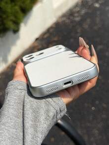 Minimalist 17 To 16 Enlarged Window 15 Lamb Leather Protective Phone Case For IPhone 14 13 12 11 - White - View 5