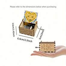 "Be Easy On Yourself" Hand Crank Music Box - Plays "You Are My Sunshine", Mini Vintage Wooden Musical Box For Self-Care, Birthday, Get Well Soon Gift For Women, Teens, Friends - Heart-shaped Music Box - View 4