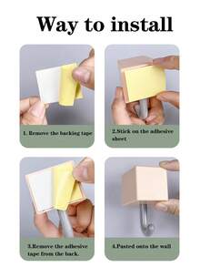 1个可爱卡通猫形粘钩，强力无损创意挂钩，高挂式挂钩，卧室可伸缩挂钩 - 彩色 - 查看 4