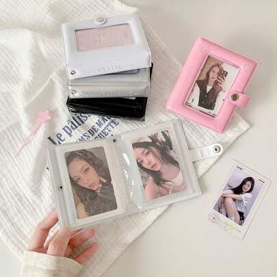 1pc PVC 11*8.9cm 20 Inner Pages Minimalist High-Quality Cute Mini Ins-Style Photo Album - 3-Inch Instant Film Album, Suitable For Photo/Card Collection, Portable & Stylish