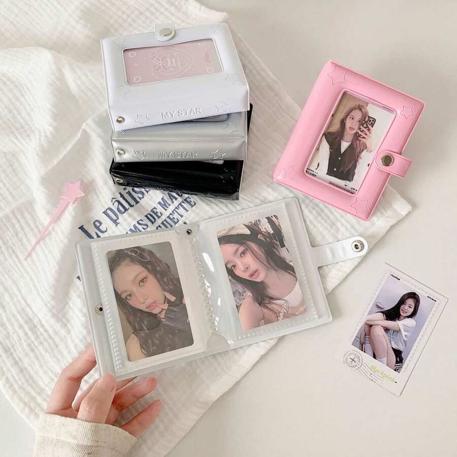 1pc PVC 11*8.9cm 20 Inner Pages Minimalist High-Quality Cute Mini Ins-Style Photo Album - 3-Inch Instant Film Album, Suitable For Photo/Card Collection, Portable & Stylish,Card Holder - 1 Set - View 1